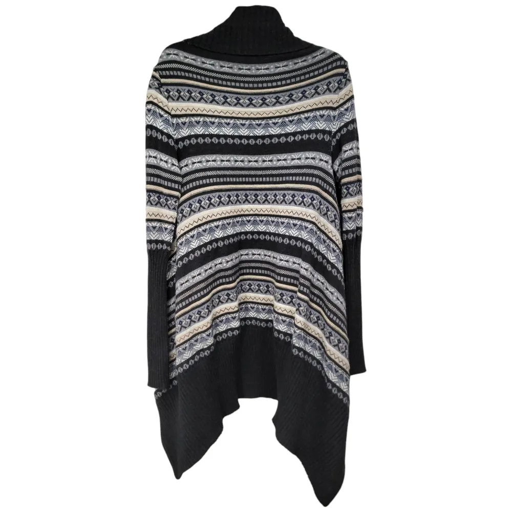 Juliette Jake Wool Blend Waterfall Open Heavy Cardigan Sweater Womens Size Small Black - Image 8