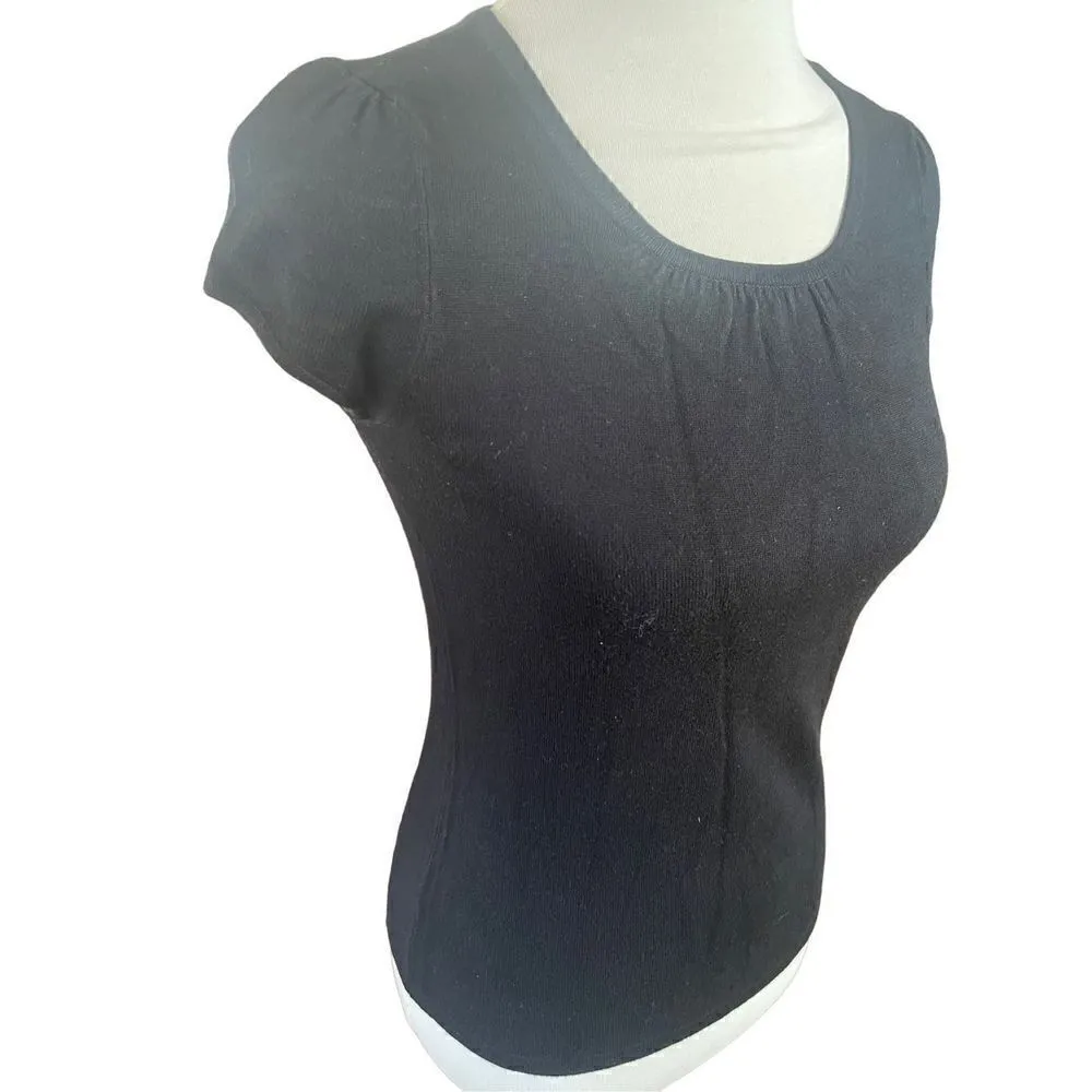 Ann Taylor Petites Shirt Sleeve Black Sweater Size Small - Image 7