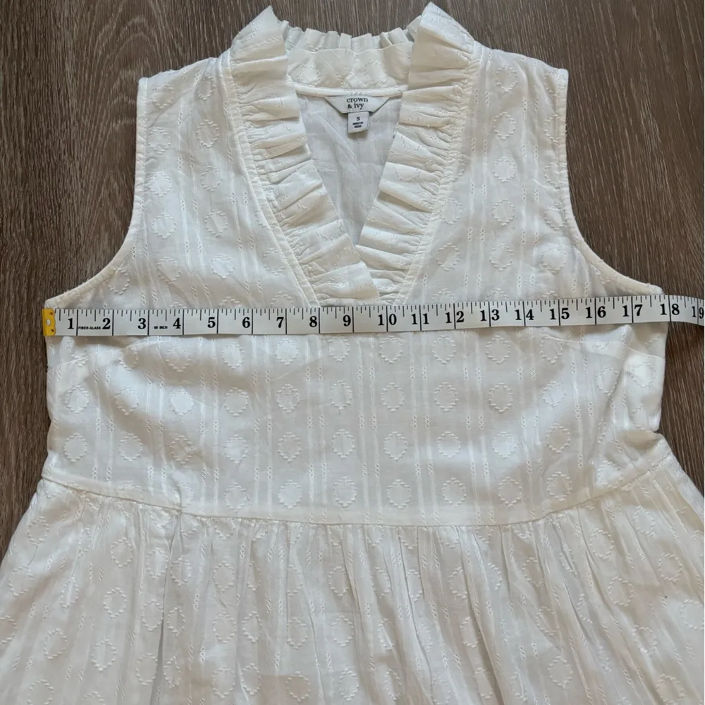 Crown & Ivy Dress Women's Size‎ Small White Tiered Cotton Preppy Coastal Beachy - Image 7