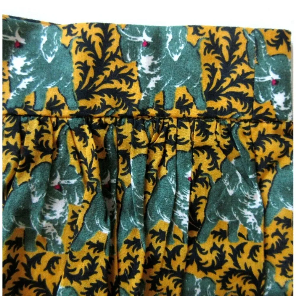 NWT J.Crew x Drake's A-line in Dark Curry Ratti Elephant Print Skirt 0 $128 - Image 3