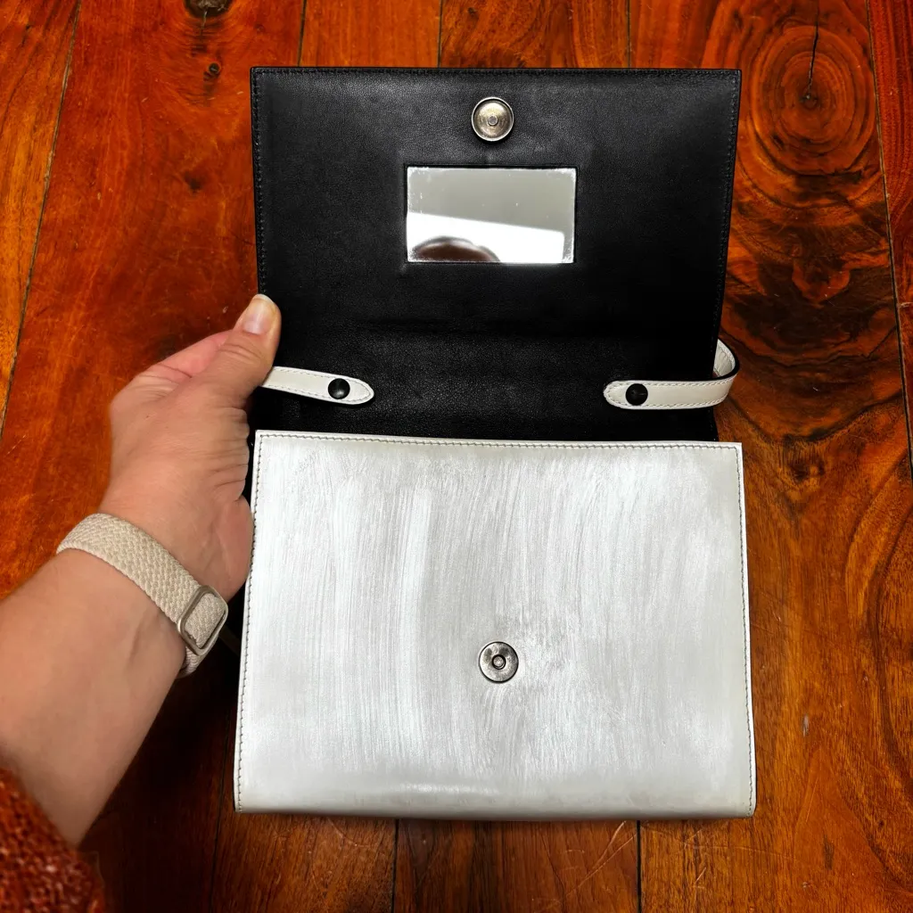 Vintage Bally Structured Off White Leather Handbag - Image 9