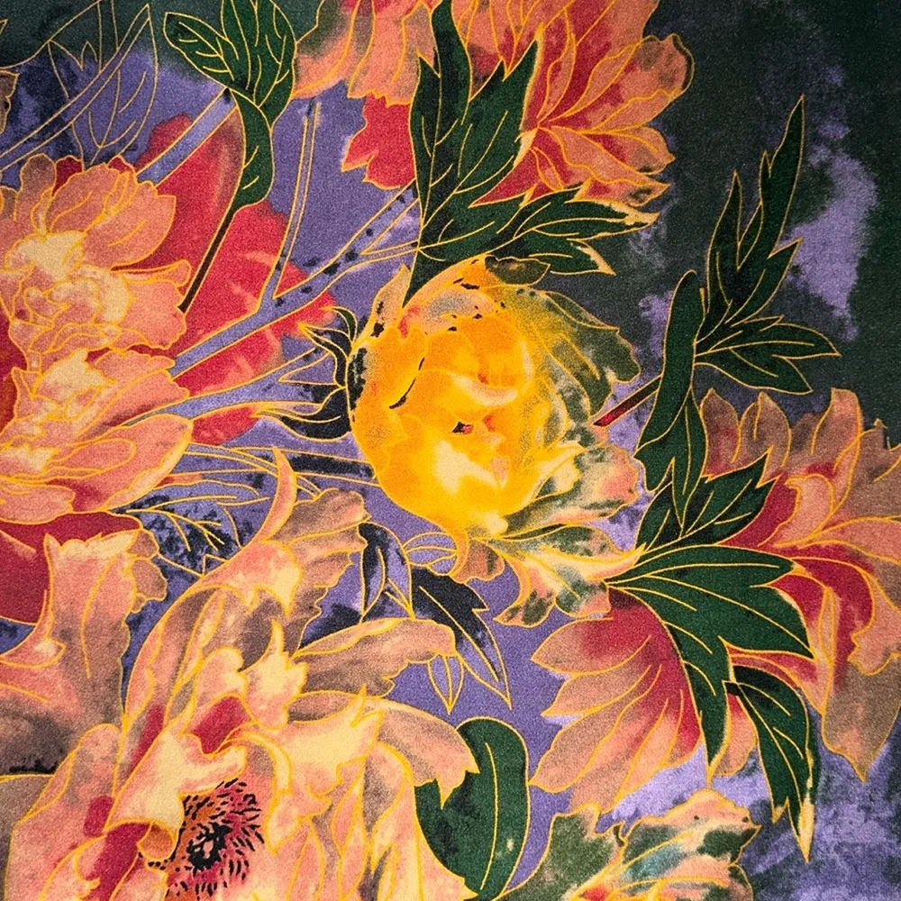 Vibrant Floral Multicolor Tunic Top Sz OS Purple - Image 3