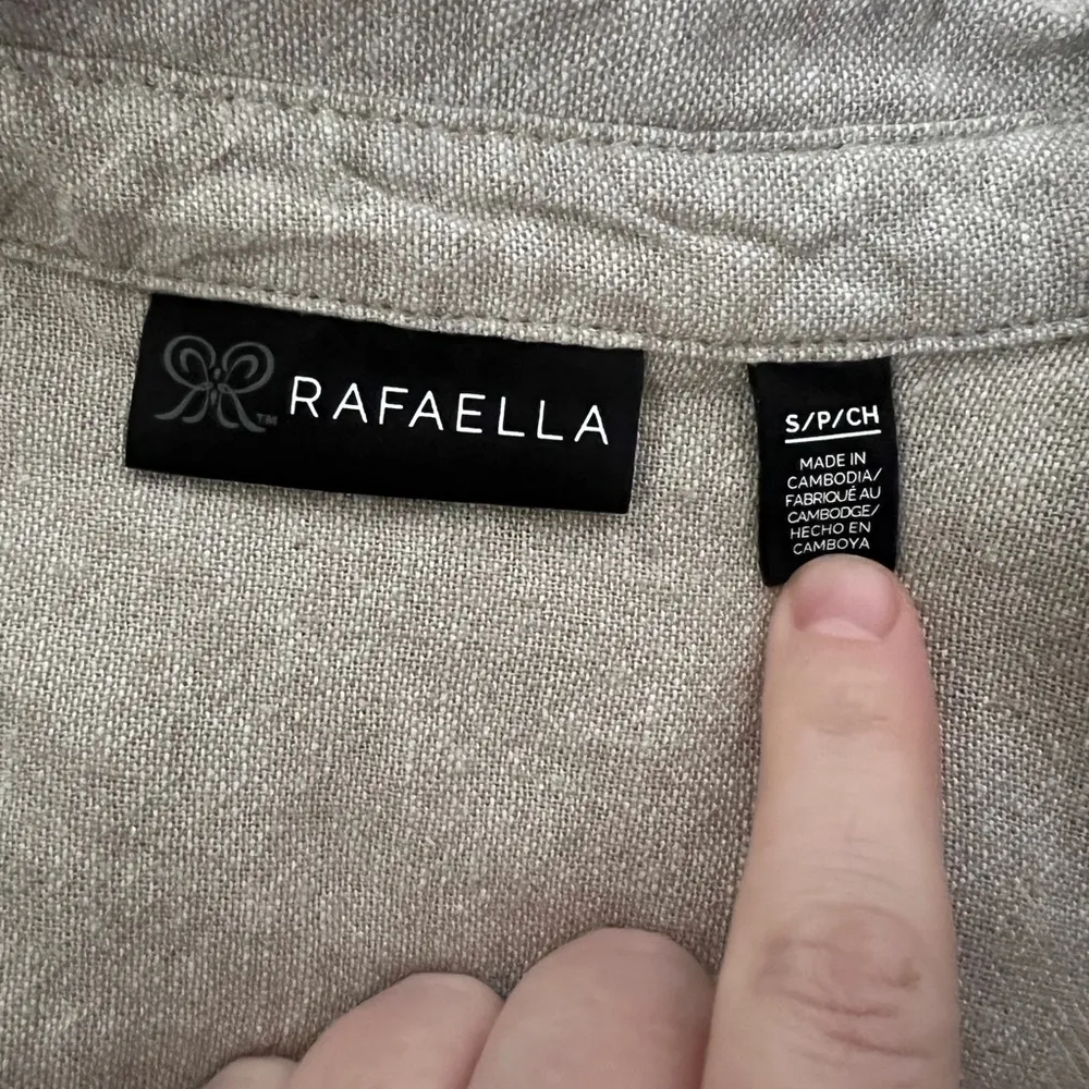 Rafaella Linen Blend Button Down Collared Short Sleeve Shirt- sz S - Image 5