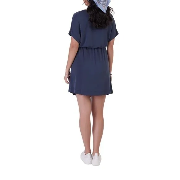 Navy Short Sleeve Surplice Neckline Dress Blue Size 2X - Image 2