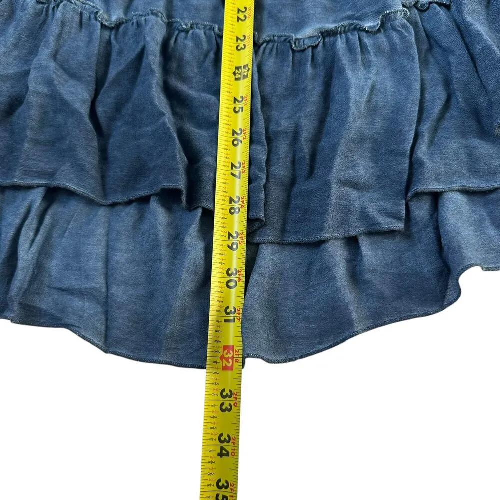 Sea Gypsies Blue  Open Back Distressed Tiered Crochet Dress Women Small | 46-31 - Image 6