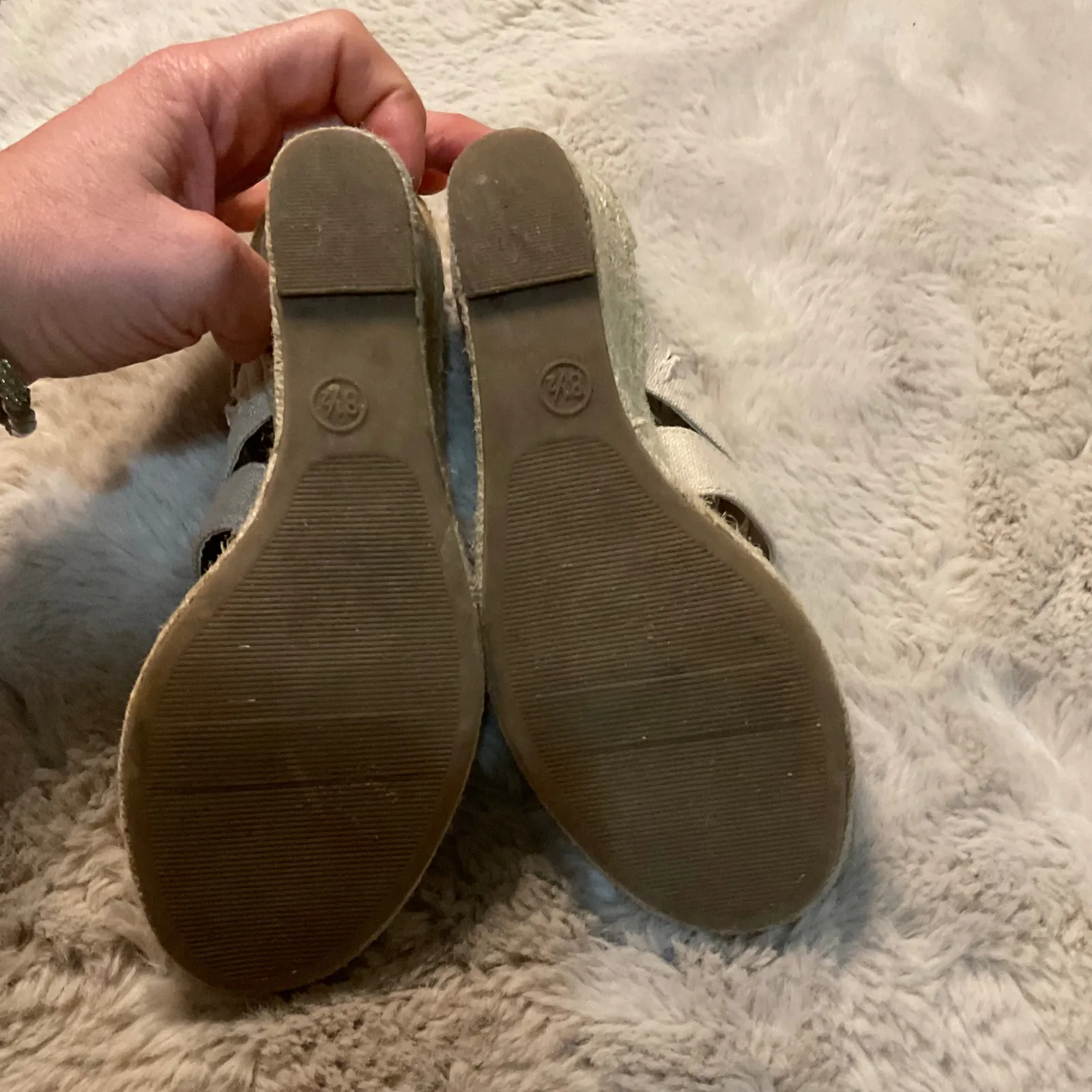 Merona‎ Wedge 8.5 Sandal Open Toe Zip Front Cream - Image 6