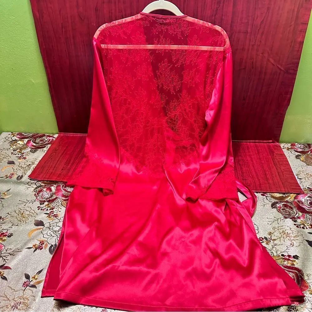 Victorias Secret Red satin robe kimono M/L - Image 5