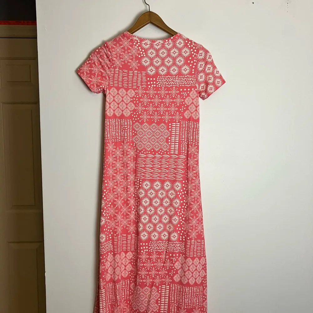 Cuddl Duds Flexwear Short Sleeve Patchwork Coral Pink Casual Maxi Dress - Image 7