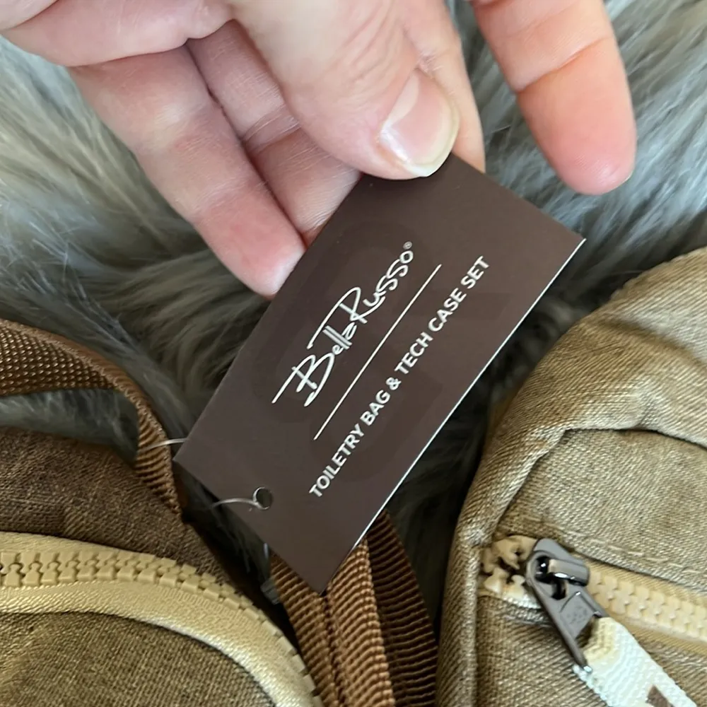 NWT Bella Russo Toiletry Bag and Tech Case Set Tan - Image 2