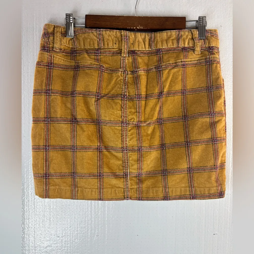 BDG 4 Corduroy Tan and Red Plaid Sweet Golden Fall Skirt - Image 5