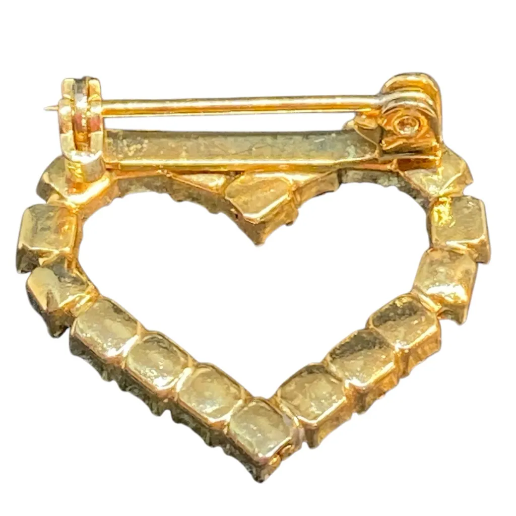 Vintage Red and Gold Heart Brooch - Image 3