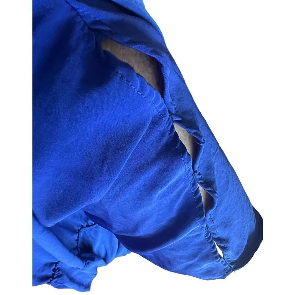 Womens Mossimo Bold Blue Stunning Slit Shoulder Drape Neckline Dress - Image 3