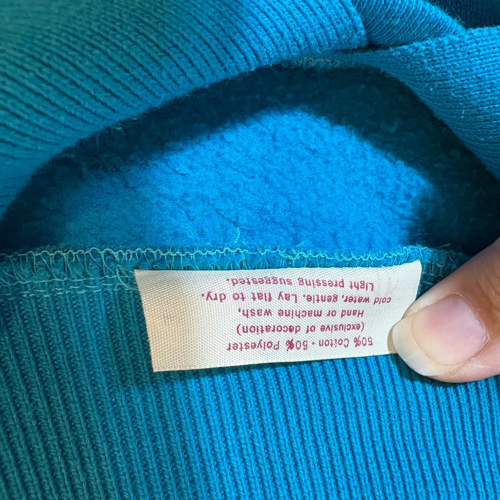 Vintage 1981 Bordeaux‎ Elephant Appliqué Sweatshirt Teal Blue 2X Pom Pom Sweater - Image 4