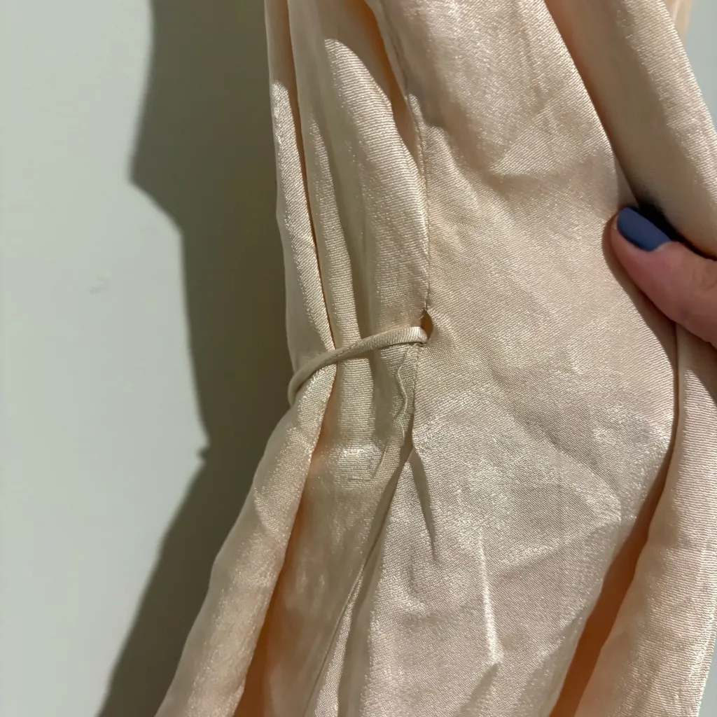 Zara Satin Effect Wrap Dress Mini Beige Pink‎ size small - Image 6