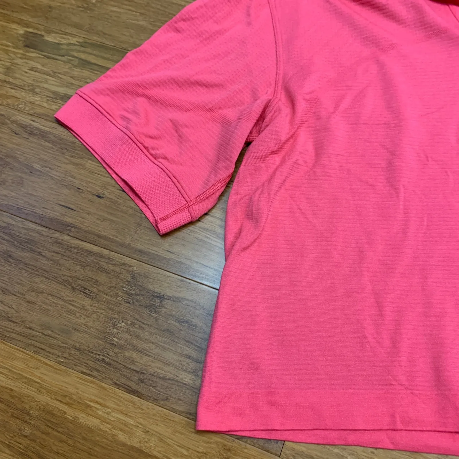 Lululemon Womens Polo Shirt Size 6 Short Sleeve Coral Activewear Top Cropped Tee - Image 3