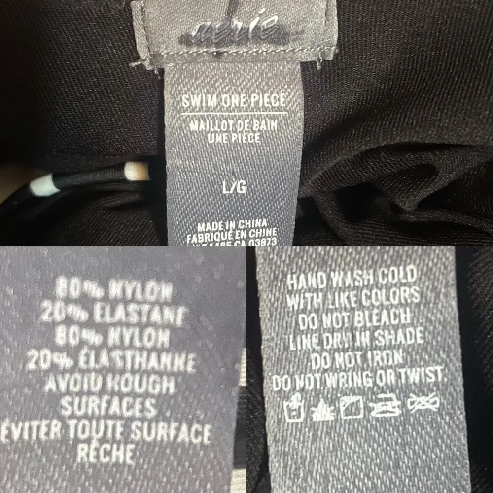 Aerie Womens Swim One Piece Black White Stripe Low Back Side Boob Size Large - Image 9