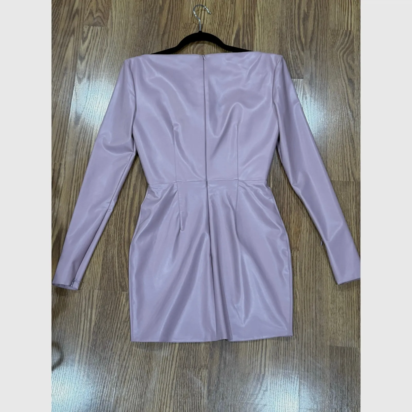 Alex Perry Patent Faux leather Long sleeve pink bodycon Mini Party Dress sz 8 - Image 11