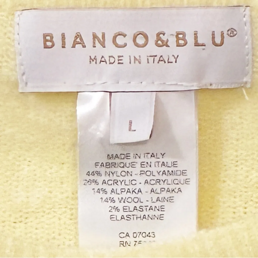 Bianco & Blu Italy Women's Large Wool & Alpaca Blend Sweater Butter Yellow - Image 3
