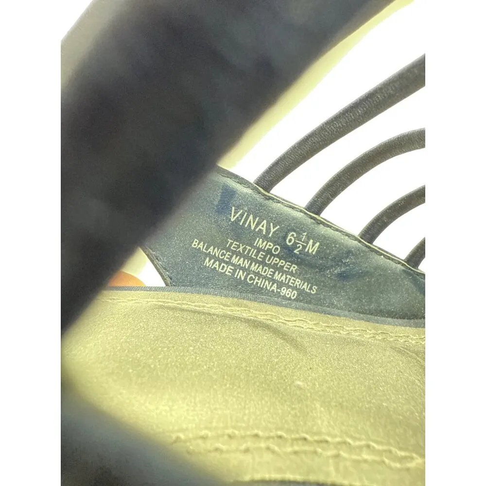 IMPO Size 6.5 Strappy Navy Blue Peep-Toe Heels With Slingback  Stiletto Heel - Image 12