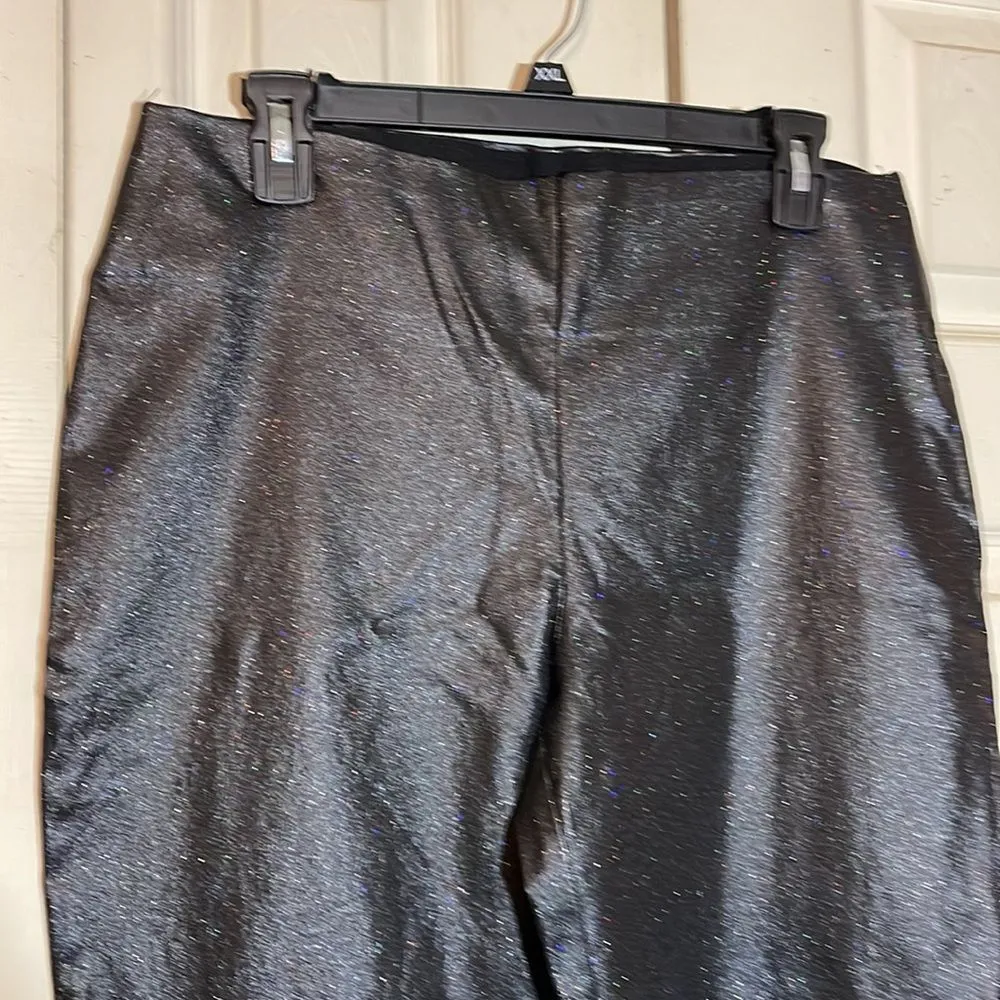 Versona Contemporary Black Faux Leather Sparkle Leggings Size 12 - Image 4
