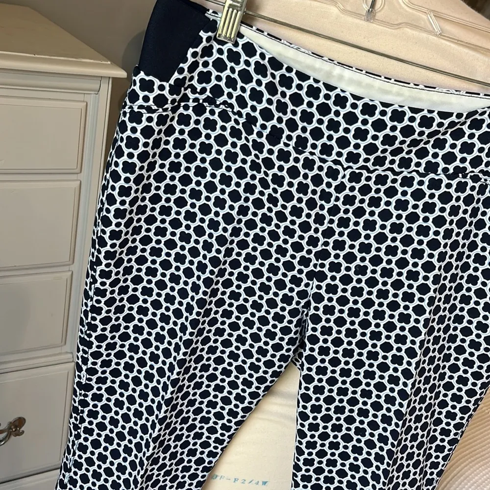 Investments Petites Comfy Pull On Pants Navy Print Cotton Stretchy Womens 10 P - Image 5