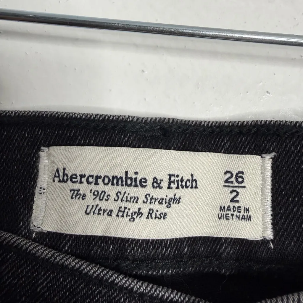Abercrombie & Fitch 90's Slim Straight Ultra High Rise Black Crisscross Waist 2 - Image 4