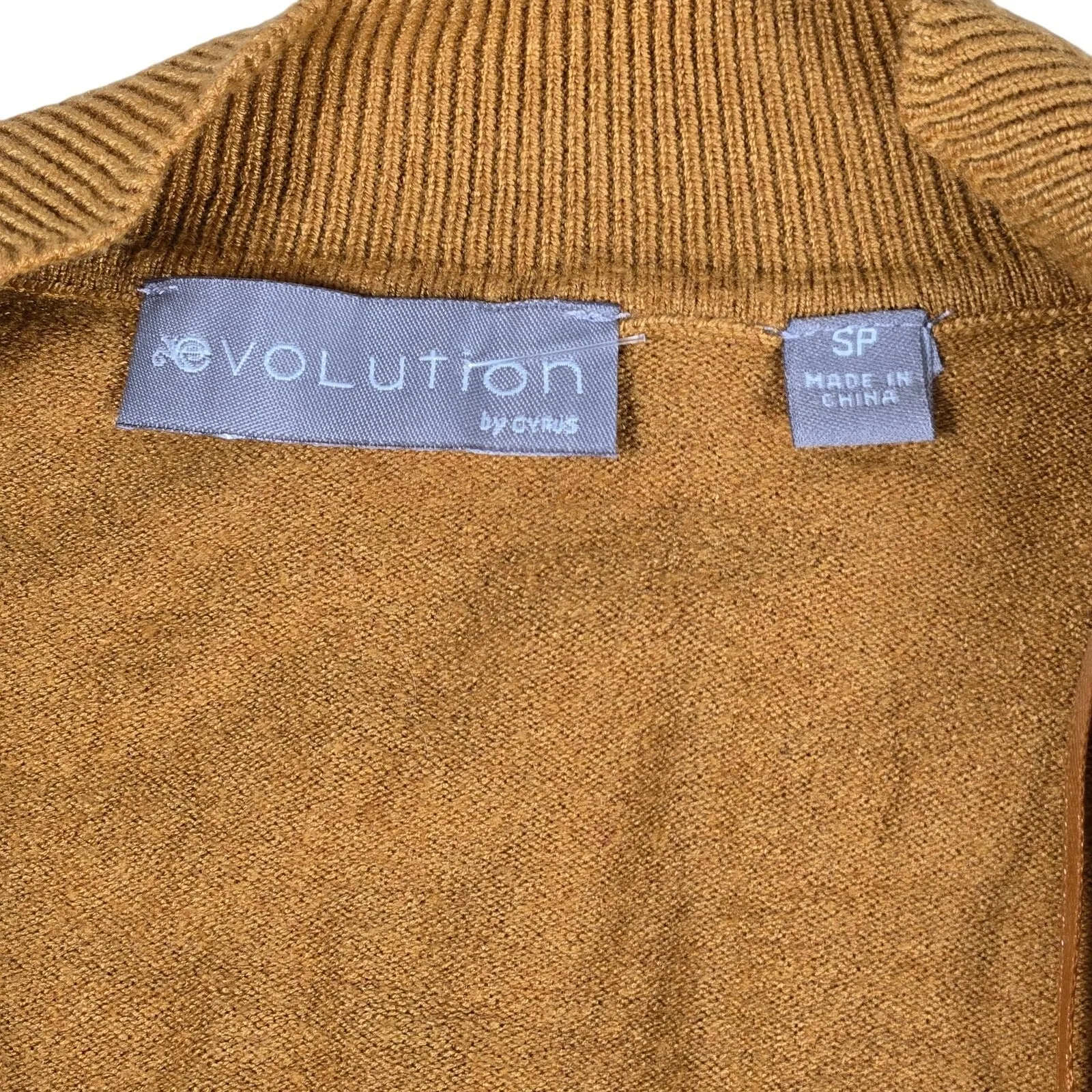 Evolution By Cyrus Petite Open Scalloped Edge Gilded Bronze Long Cardigan SP NWT Gold Size undefined - Image 3