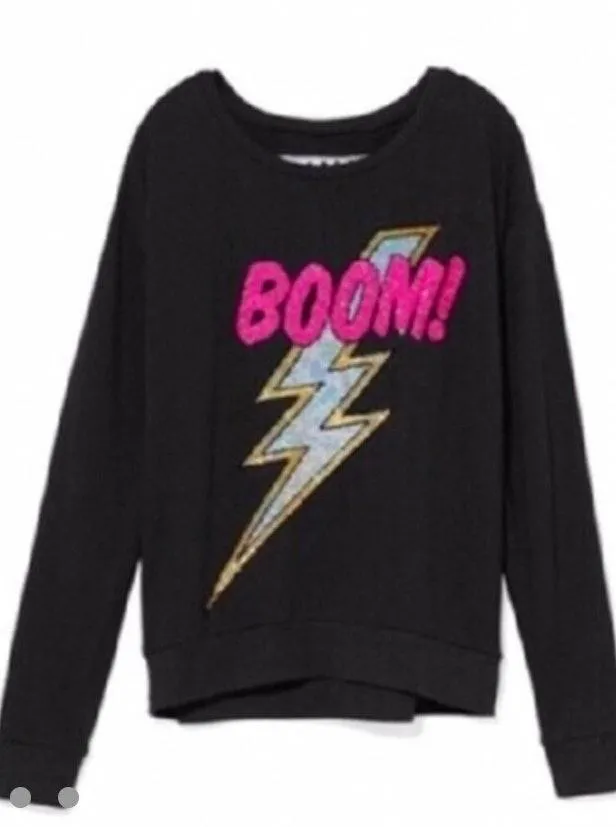 Pink Victoria Secret Boom Sequence Black Sweater - Image 3