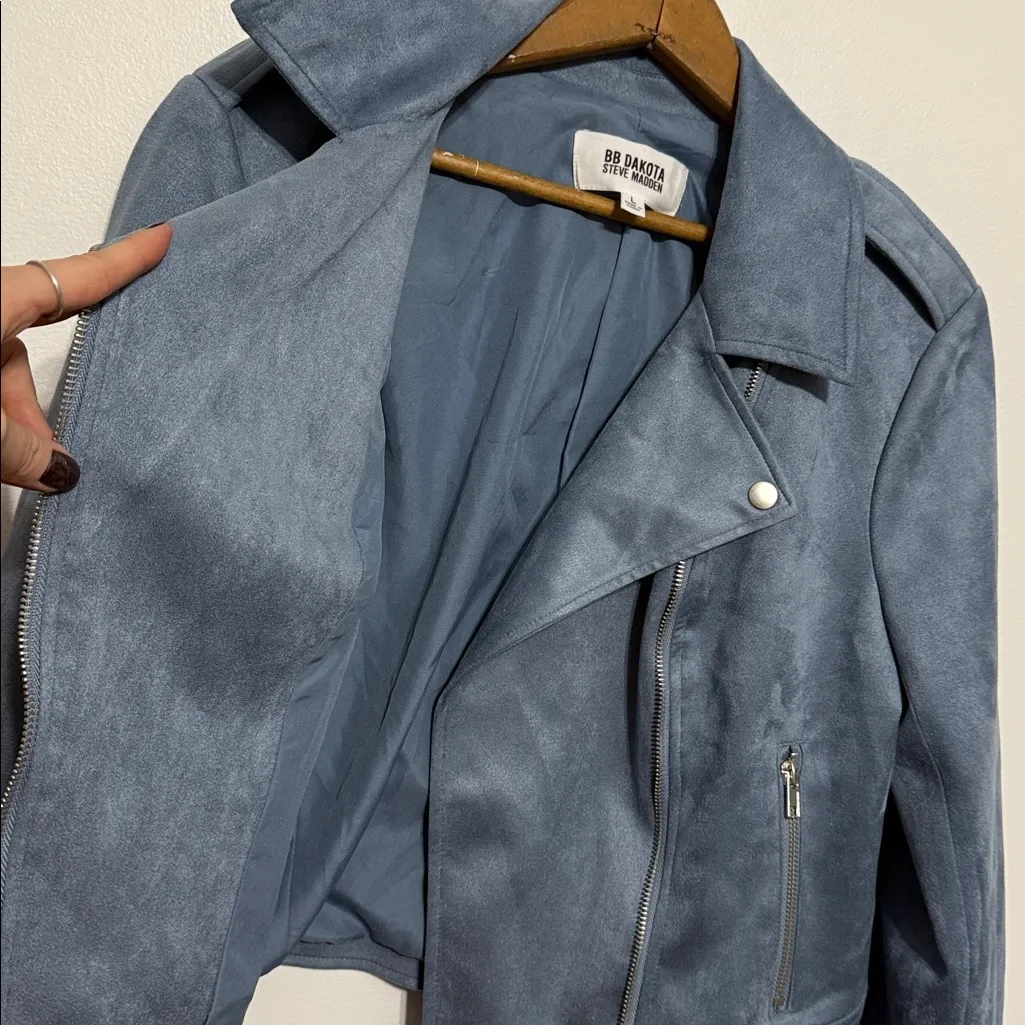 NEW BB DAKOTA STEVE MADDEN VEGAN FAUX SUEDE MOTO JACKET - Image 7