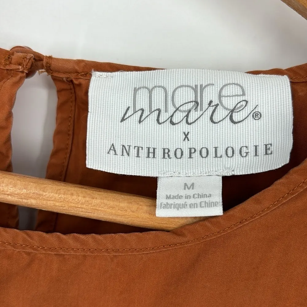 Mare Mare by Anthropologie Rust Orange Aimee Ruffled Blouse Women’s Size Med - Image 3