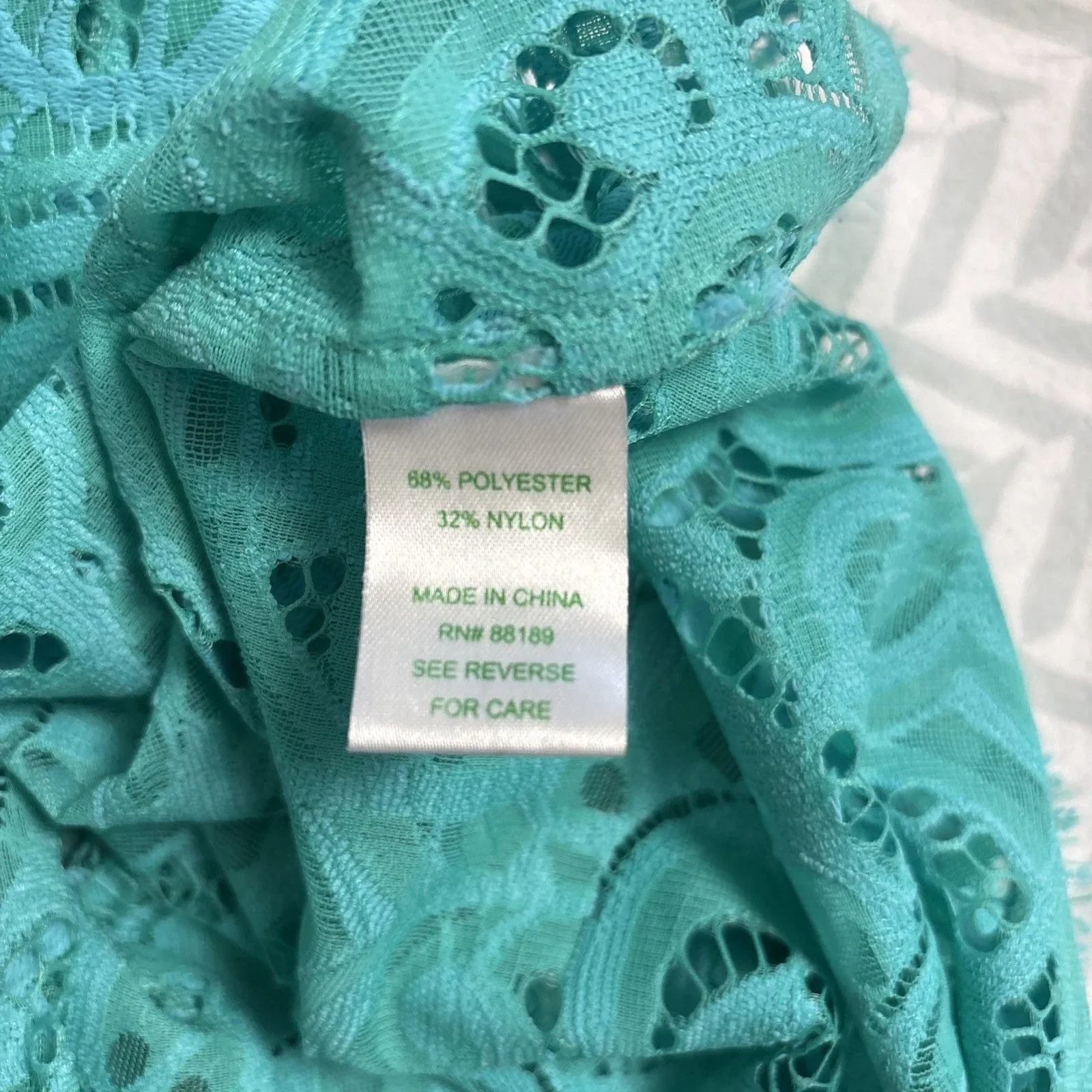 Lilly Pulitzer Top Size XS Lace Teal Blue Short sleeve Shirt Top Blouse - Image 6