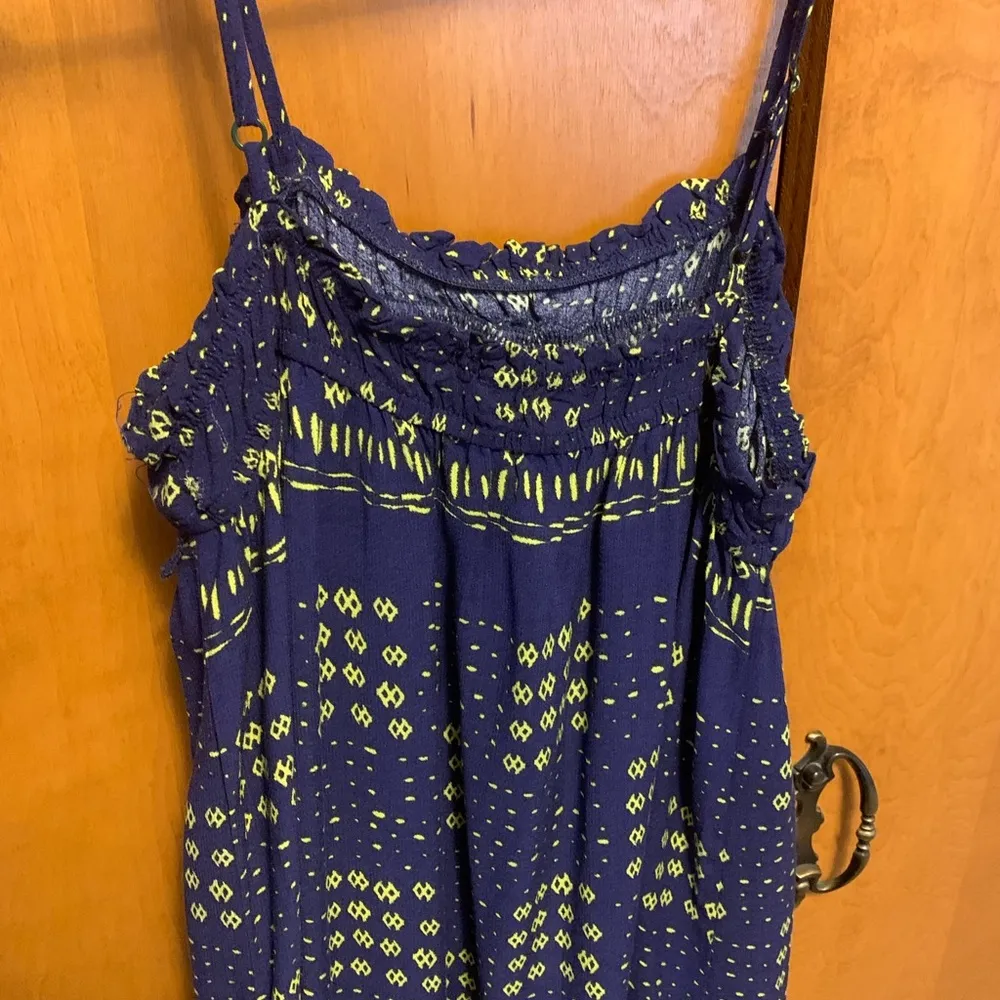 Xhilaration Women Boho hippie chic maxi dress, Navy blue & Lime Green Dress SzM - Image 4