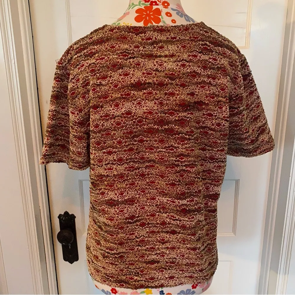 Textured Pearl Red Pullover Orange Size L - Image 3