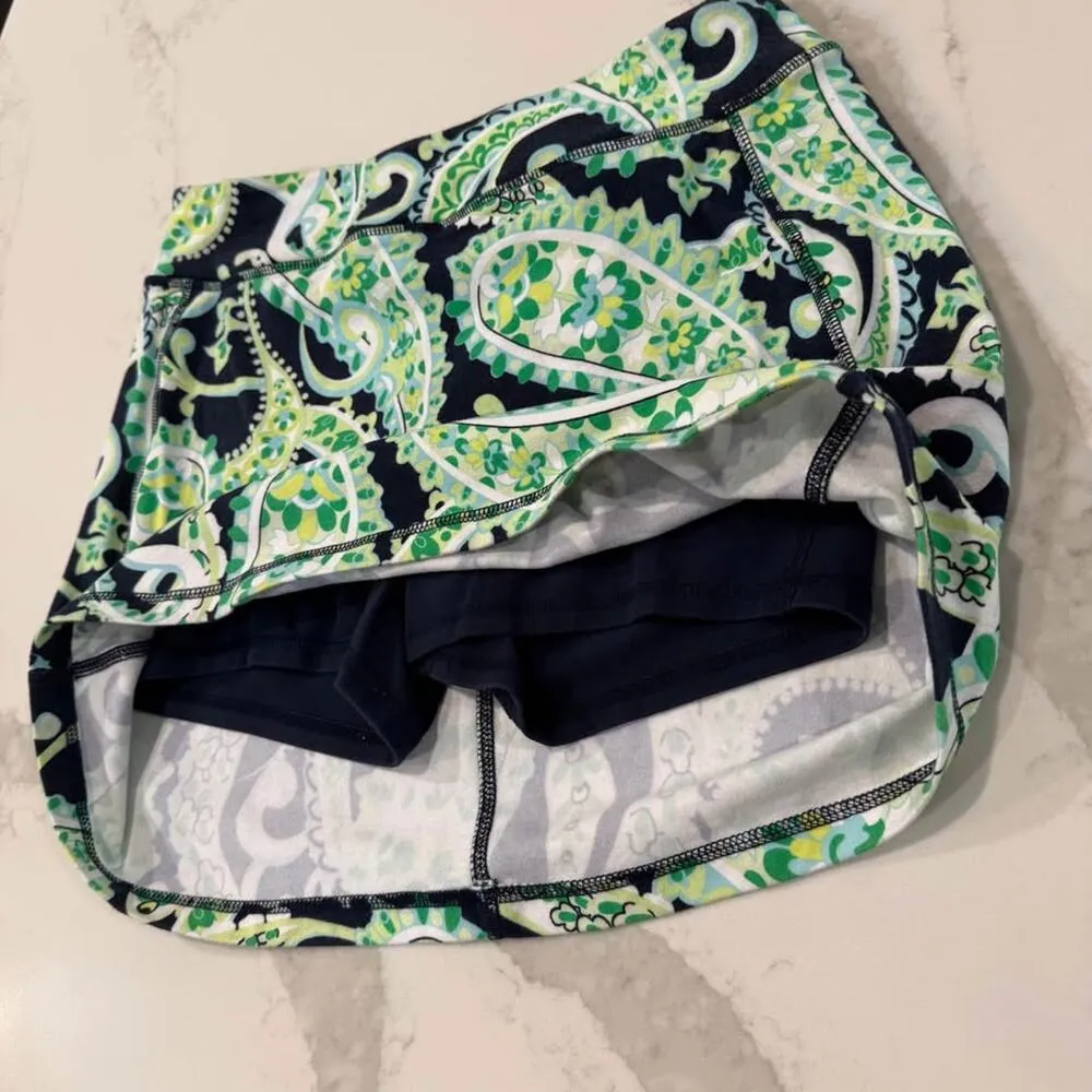 T by Talbots Floral Paisley Print Skort Tennis Skirt Womens Small Petite Green - Image 3