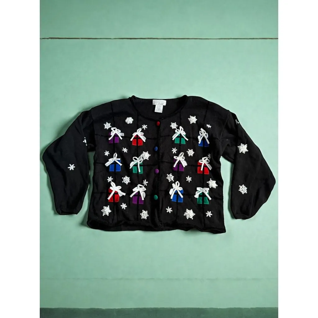 MANDAL BAY Black Gift Box Ugly Sweater Cardigan Sweater Size XXL - Image 4