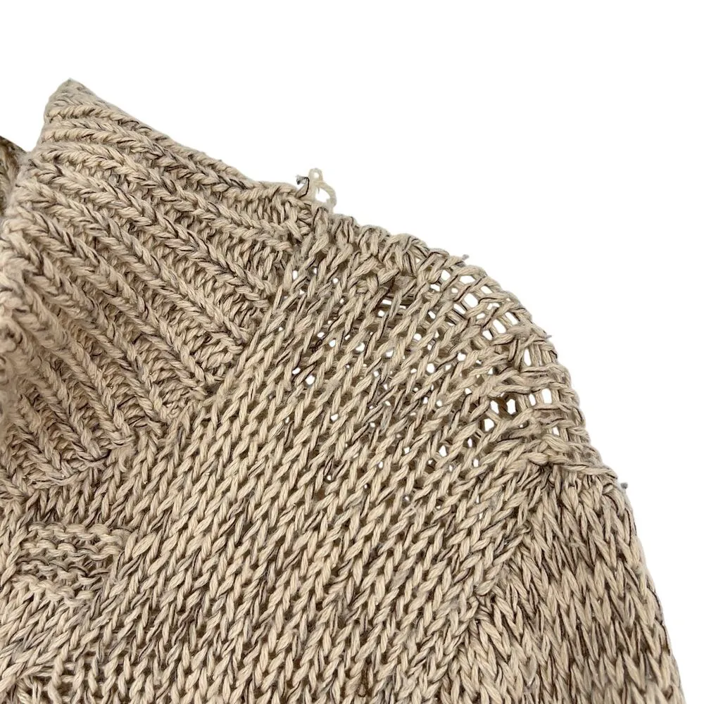 Reformation Cableknit Mock Neck Sweater Oatmeal Tan Size XS/S - Image 3