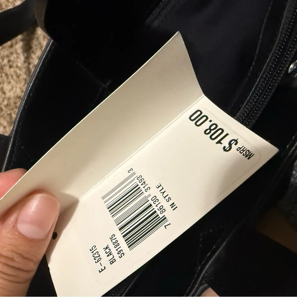 New NWT Enzo Angiolini Black Leather & Polyester Shoulder Tote, Bag - Image 5