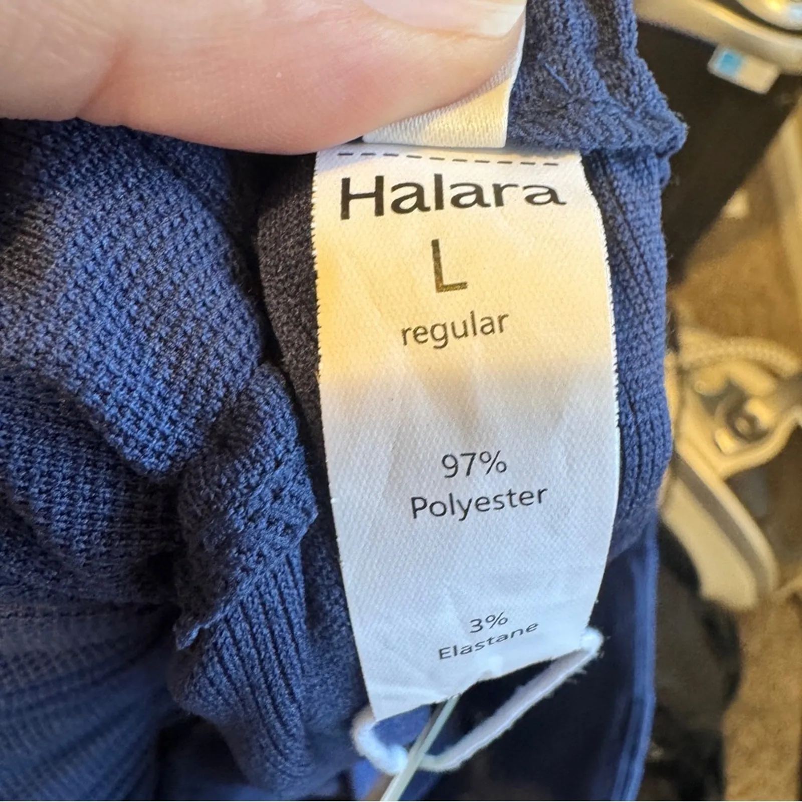 Halara Navy Blue Wide Leg Breezeful High Waisted Pants Womens L Pleated Preppy - Image 9