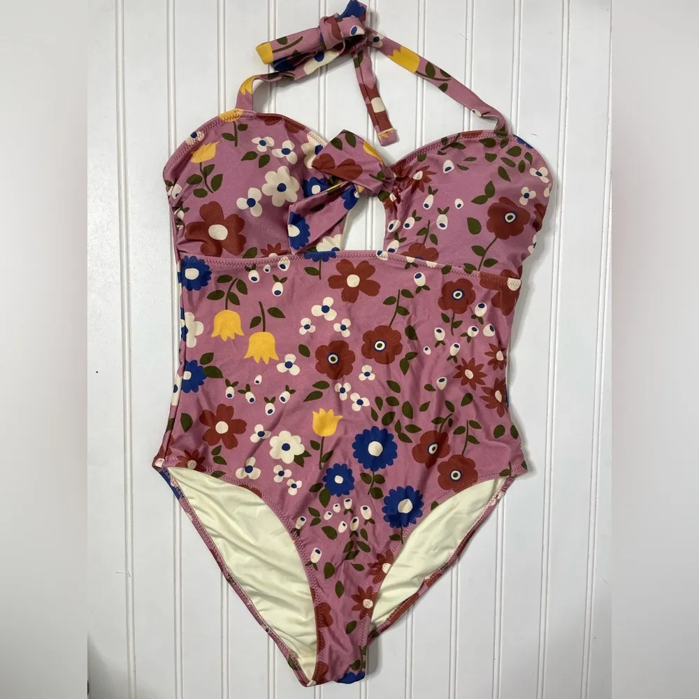 ModCloth x Princess Highway Tie-Front One-Piece Swimsuit Floral Sz 12 478 - Image 3