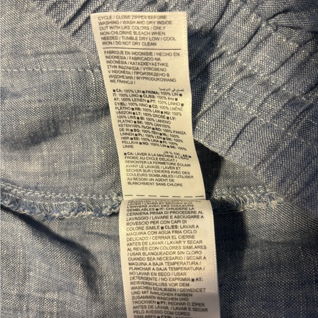 Athleta Womens Size 18 Retreat Linen Jogger Pants Chambray Blue Coastal Resort - Image 15