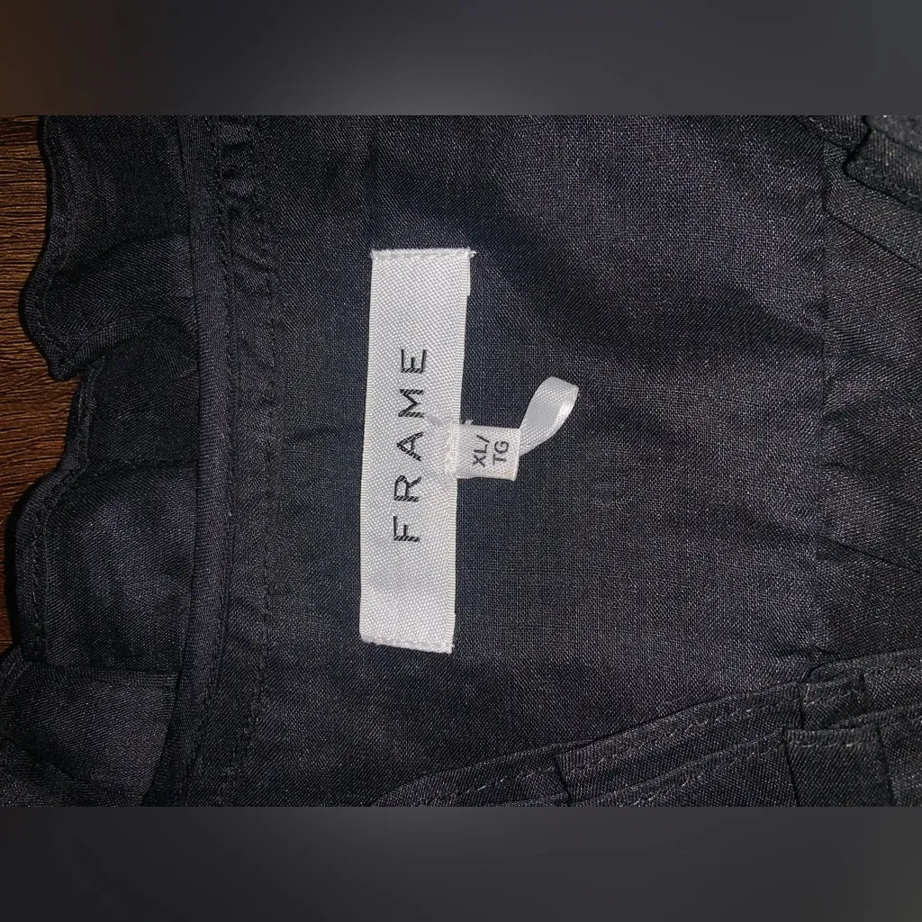 NWOT Ruffled FRAME's Lauren blouse button up black XL 
 ramie fall casual $148 - Image 7