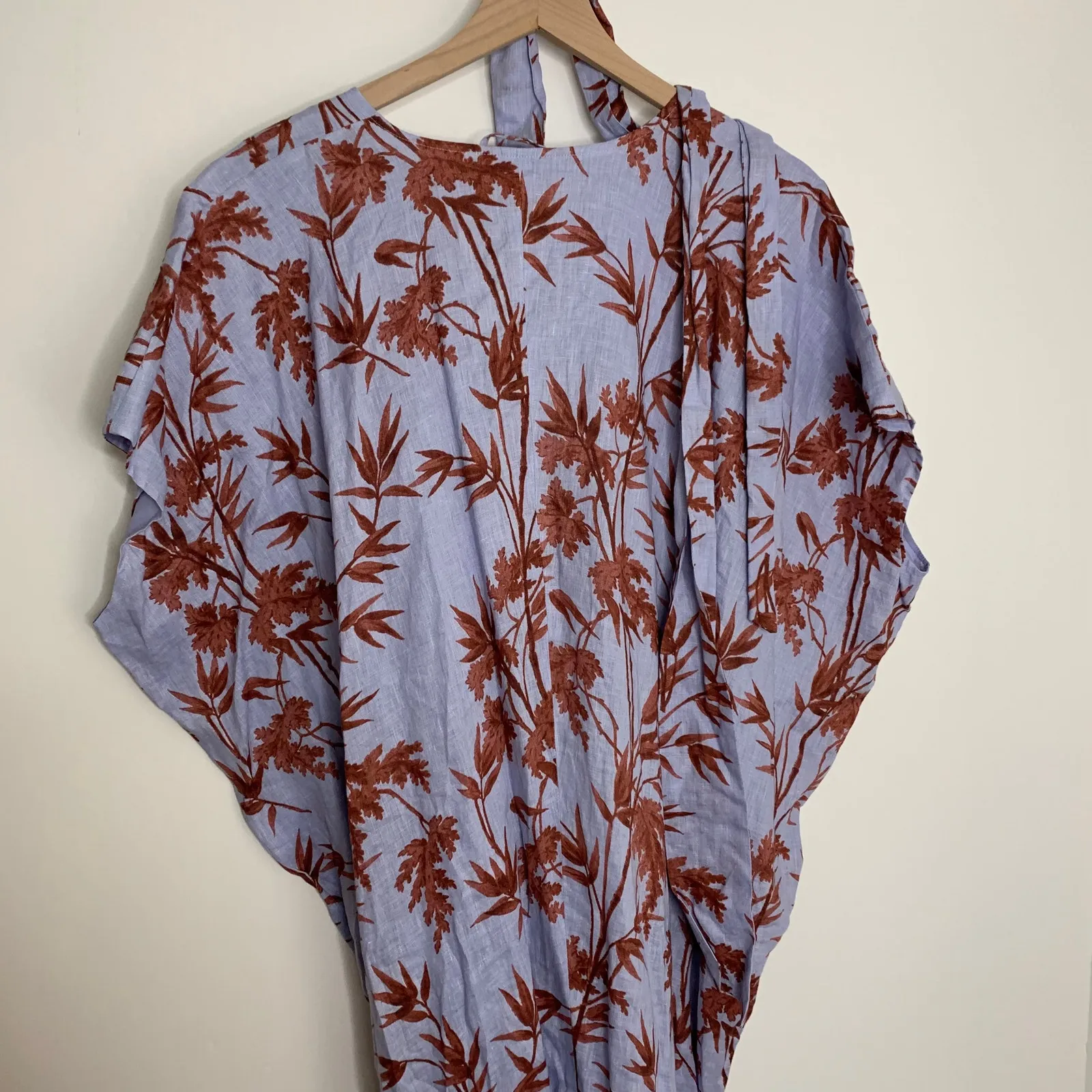 Hatch The Linen Riviera Dress Heron Print Blue Red Floral One Size Maternity - Image 5