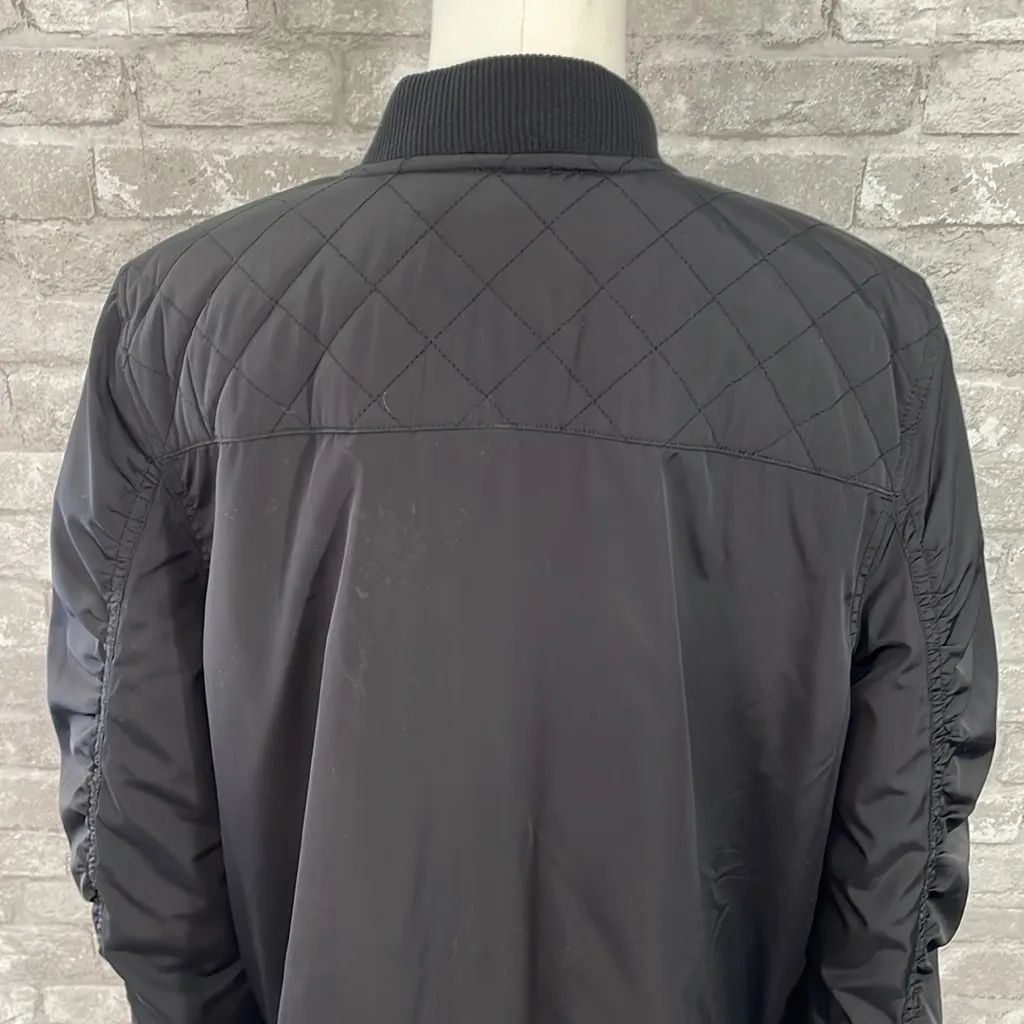 LOGO by Lori Goldstein Black Quilted Bomber Jacket - Image 6