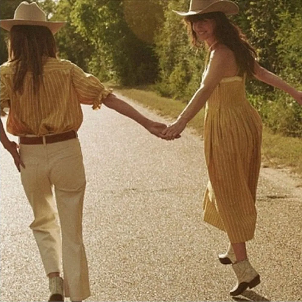 The Great The Laurel Dress Cotton Sundress Stripe Size‎ 0 Gold - Image 4