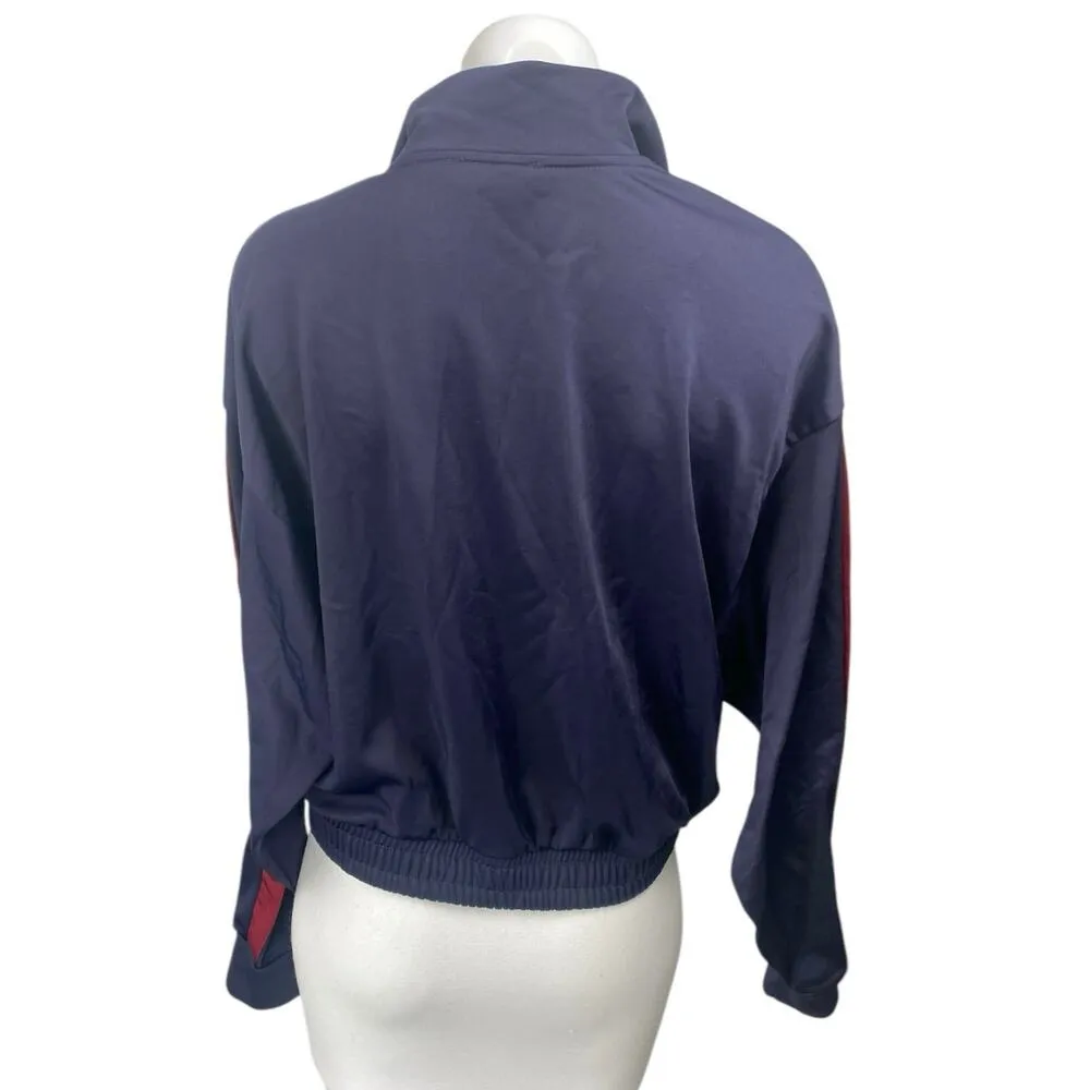 Bershka Women's Blue Button Long Sleeve Zip Up Activewear Bomber Jacket Top M - Image 3