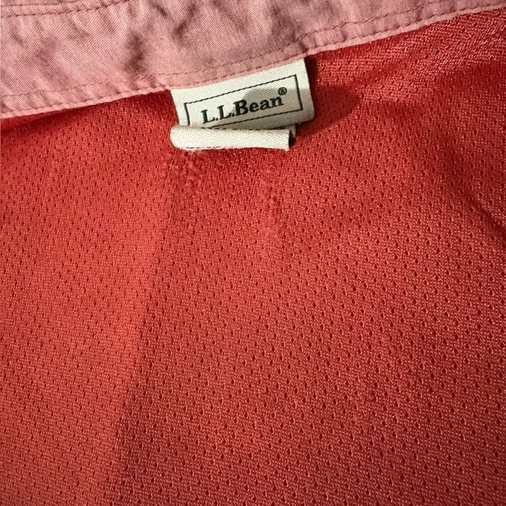 LL Bean Sleeveless Coral Button Down Shirt Vest Vented Back And Side Women Large Pink - Image 9