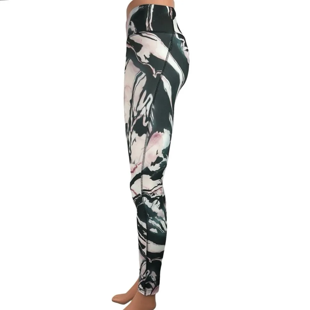 Reebok Speedwick Lux Bold Multicolor Marble Tie Dye Print Activewear Leggings XS - Image 2