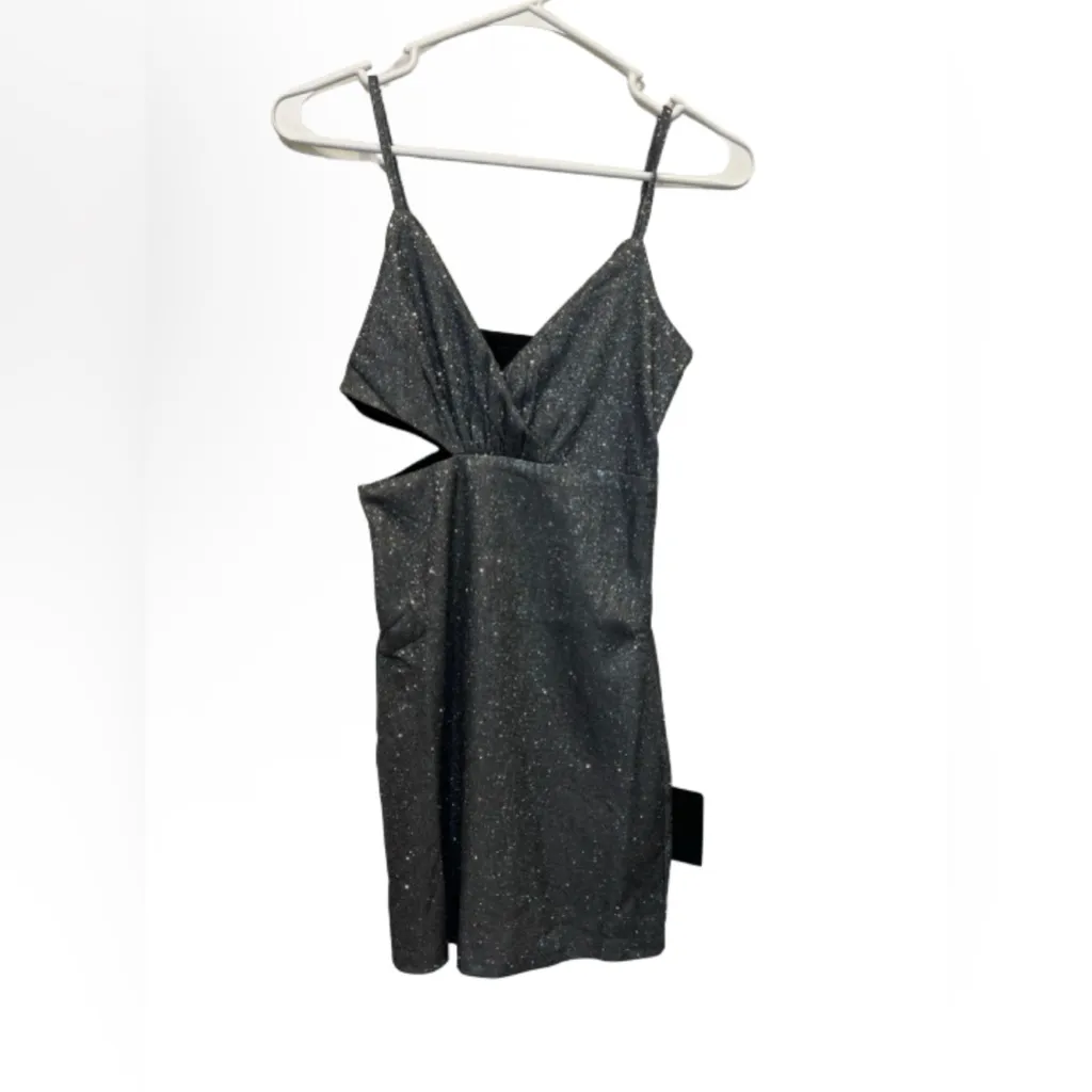 NWT Lulus Forever a Diva Shiny Silver Metallic Lurex Cutout Mini Dress Size XS - Image 5