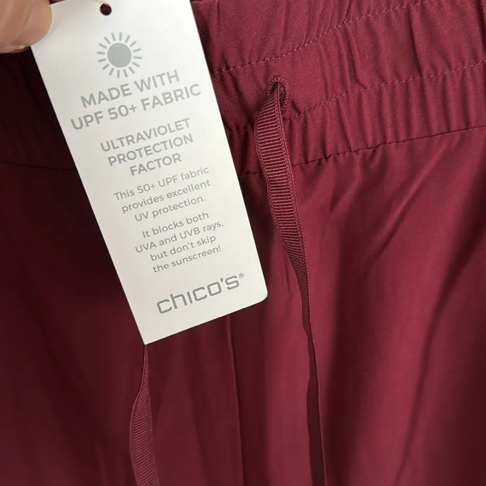 Chicos Burgundy pants woven zenergy  Jogger Pants size 18 regular drawstring NEW - Image 4