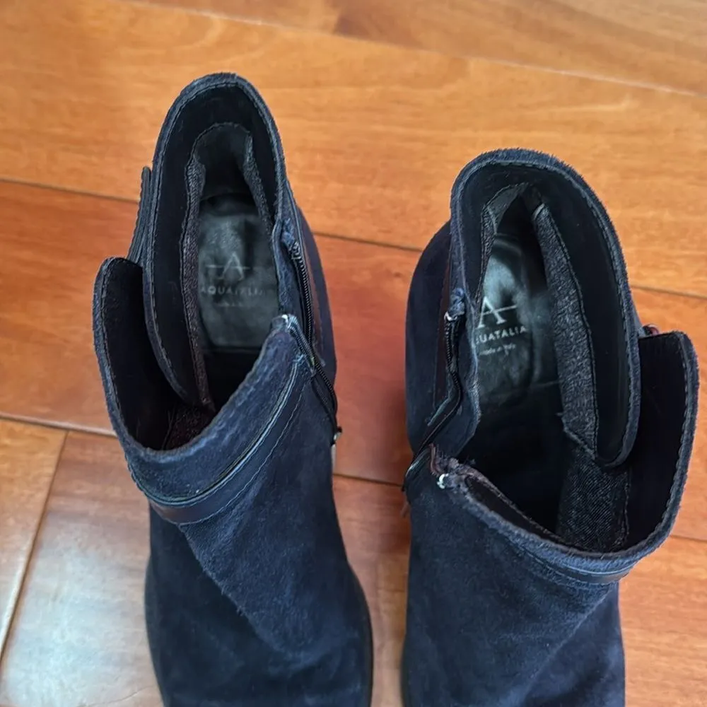 Aquatalia Black Suede Ankle Heel Dressy Boots size 10 - Image 8